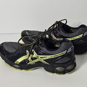 Asics Gel Nimbus Athletic Running Shoe Mens Size 7 T241N I.G.S. Black Mesh Neon